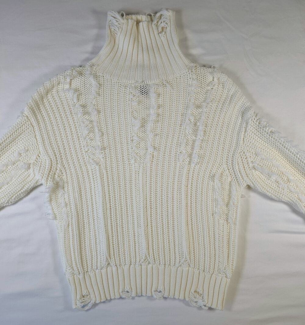 Daytrip Deconstructed Cropped Sweater Femme Extra Small Ivory 100% Cotton